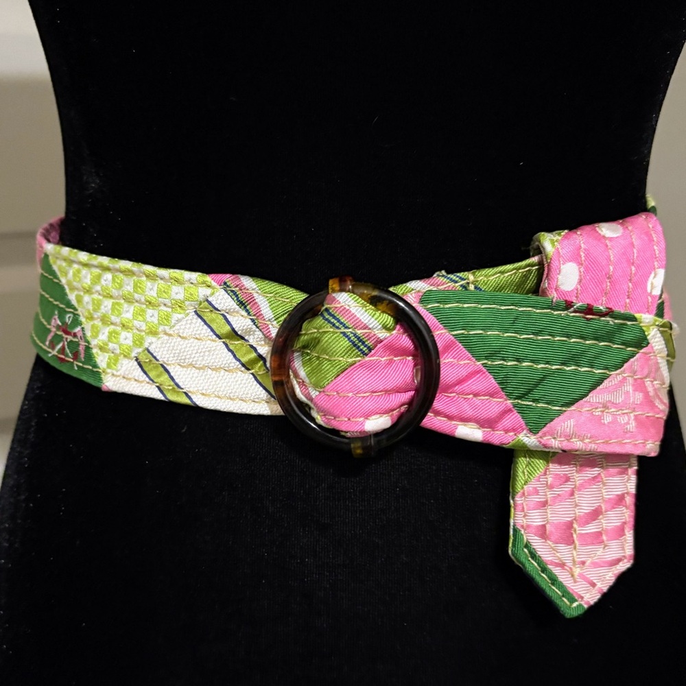 J. Crew Pink and Green Patchwork Belt